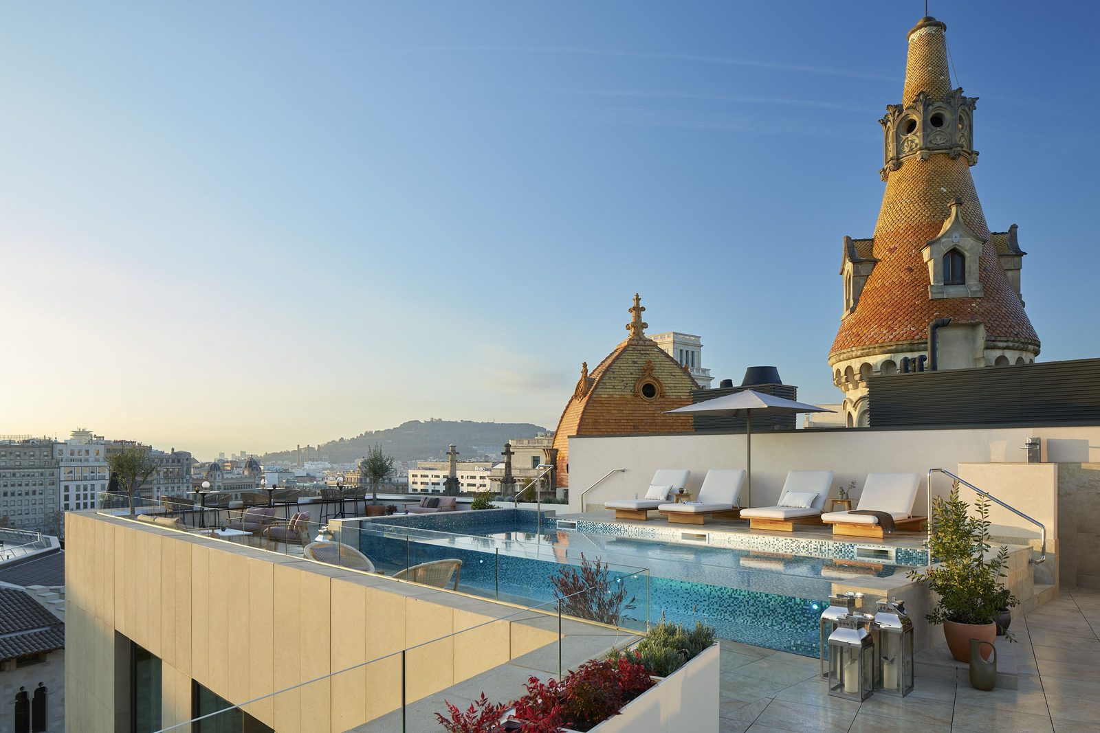 ME Barcelona rooftop pool with panoramic city views