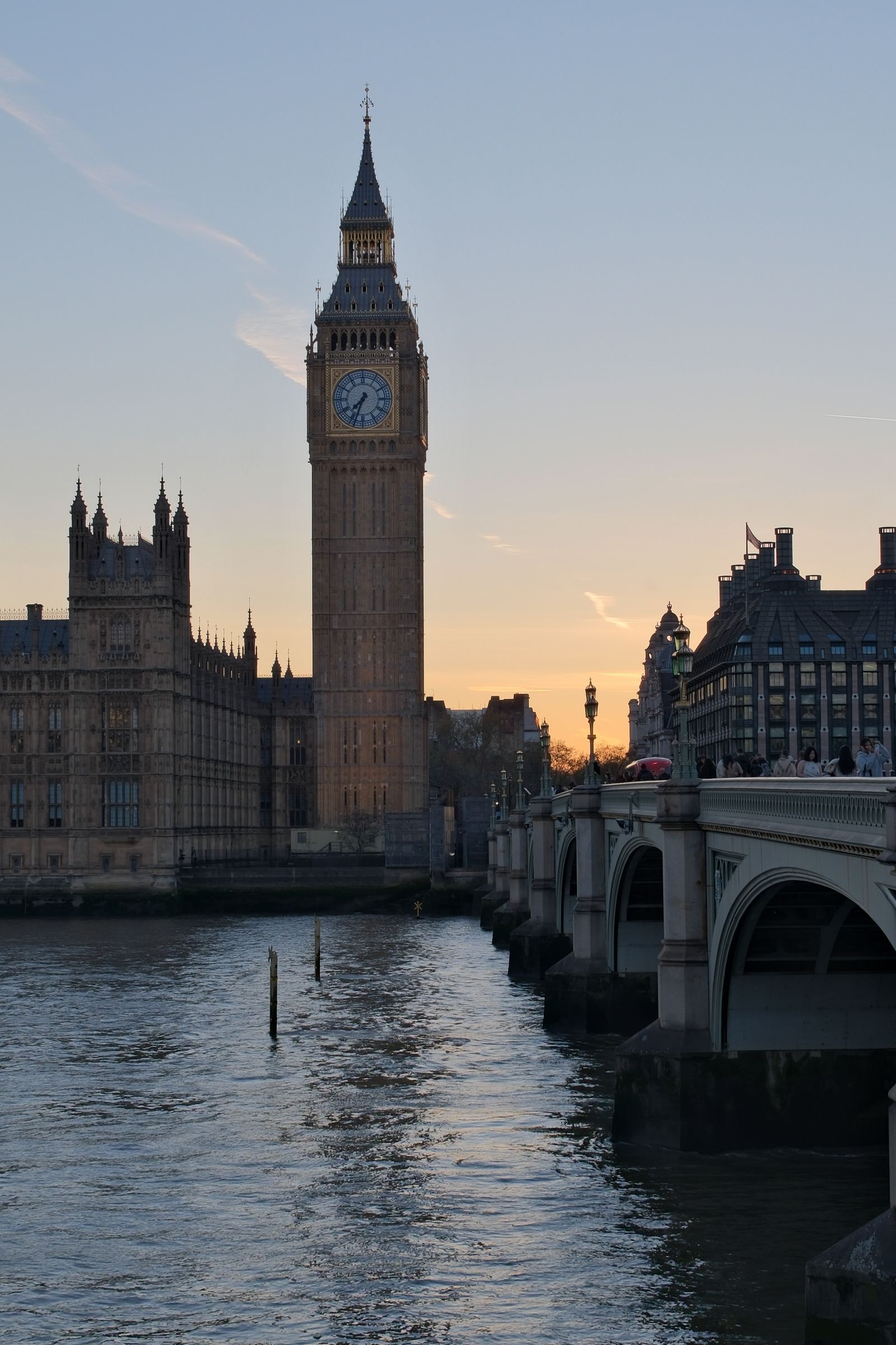 London Big Ben at sunset along the River Thames